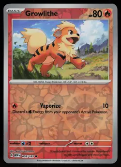 GROWLITHE 058/165 COMMON 151 POKEMON REVERSE HOLO NM/M - Image 1
