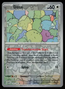 DITTO 132/165 RARE 151 POKEMON REVERSE HOLO NM/M - Image 1