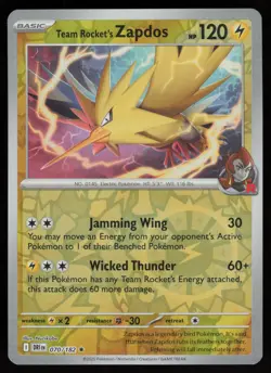 TEAM ROCKET'S ZAPDOS 070/182 RARE DESTINED RIVALS POKEMON REVERSE HOLO NM/M - Image 1