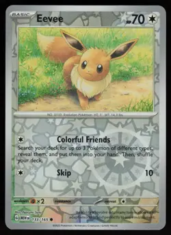 EEVEE 133/165 COMMON 151 POKEMON REVERSE HOLO NM/M - Image 1