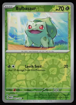 BULBASAUR 001/165 COMMON 151 POKEMON REVERSE HOLO NM/M - Image 1