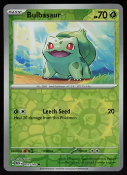 BULBASAUR 001/165 COMMON 151 POKEMON REVERSE HOLO NM/M - Image 1