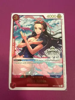 One Piece TCG - Nico Robin (Store Champs) OP01-017 NM GOLD FOIL English - Image 1