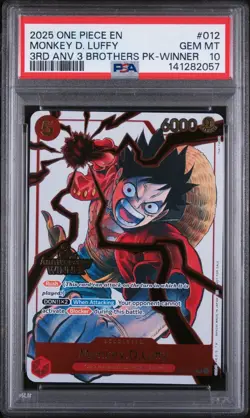 2025 One Piece Monkey D. Luffy #ST01-012 3rd Anniversary Winner Stamped PSA 10 - Image 1