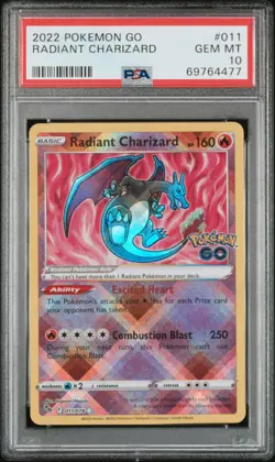 Pokemon TCG Radiant Charizard Holo Card PSA 10, Pokemon Go, 011/078 - Image 2