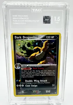 2004 POKEMON EX TEAM ROCKET RETURNS #15 DARK DRAGONITE-HOLO TAG 1.5 - Image 1