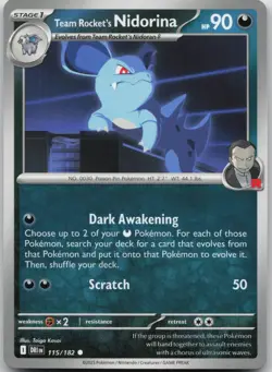Team Rocket's Nidorina 115/182 Common Destined Rivals Pokemon Near Mint - Image 1