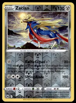 Zacian 094/159 Holo Rare Crown Zenith Pokemon Reverse Holo Near Mint - Image 1