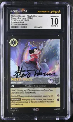 2024 Disney Lorcana D23 SIGNED Mickey Mouse Playful Sorcerer CGC 10 Steve Warner - Image 1