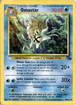 Omastar 40/62 Fossil Pokemon Card TCG - Image 1