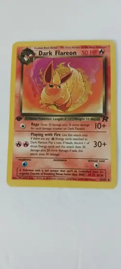Team Rocket First Edition Dark Flareon Vintage Pokemon Card NM Condition - Image 3
