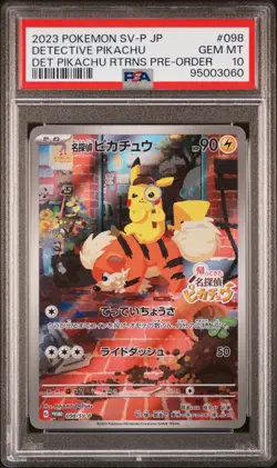 2023 Pokemon SV-P JAPANESE DETECTIVE PIKACHU Returns Pre-Order Promo #098 PSA 10 - Image 1