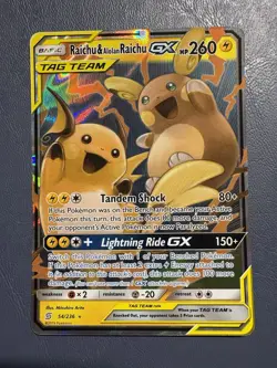 Pokemon Raichu & Alolan Raichu GX TAG TEAM Ultra Rare Holo 54/236 - Image 1