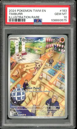 PSA 10 GEM MINT Timburr 183 Twilight Masquerade Pokemon Card - Image 1