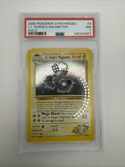 PSA 7 Lt Surge's Magneton 8/132 Gym Heroes Holo Rare Vintage Pokemon Card - Image 4