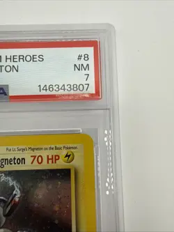PSA 7 Lt Surge's Magneton 8/132 Gym Heroes Holo Rare Vintage Pokemon Card - Image 5
