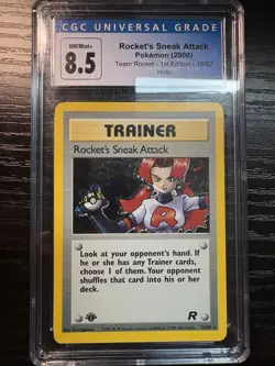 CGC 9 MINT Rocket's Sneak Attack Team Rocket 1st Edition 16/82 Holo Pokemon Card - Image 1