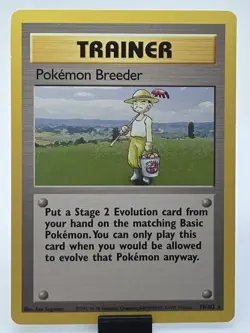 Pokemon Breeder 76/102 Rare Base Set Unlimited Pokemon Lightly Played - Image 1