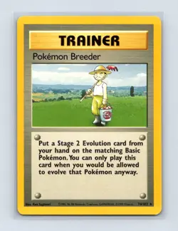 Pokemon Breeder 76/102 Rare Base Set Unlimited Pokemon Lightly Played - Image 1