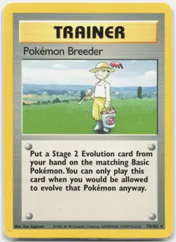 Pokemon Breeder Rare Base Set BS Trainer 076/102 1999 MP - Image 1