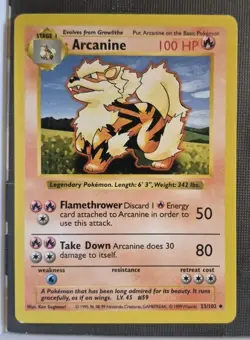 Pokemon - 1999 Base Set Shadowless - Arcanine 23/102 - Uncommon NM Vintage WOTC - Image 1