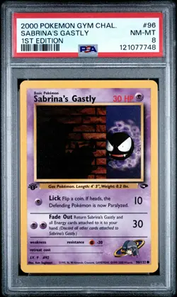 2000 POKEMON GYM CHALLENGE 1ST ED #96 SABRINA'S GASTLY PSA 8 - Image 1