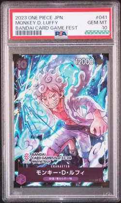 PSA 10 Luffy P-041 P - BANDAI CARD Fest 23-24 World Tour Promo ONE PIECE Card - Image 1