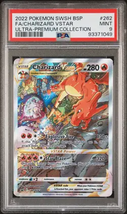 2022 POKEMON SWSH BLACK STAR PROMO #262 FULL ART/CHARIZARD VSTAR PSA 9 - Image 1