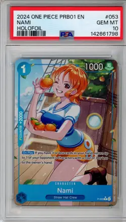 PSA 10 Nami One Piece PRB01 Alt Art Promo Holo #053 - Image 1