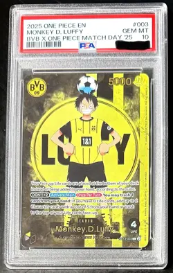 PSA 10 One Piece ST13-003 L Monkey.D.Luffy BVB Dortmund - EN - Foil - Graded - Image 1