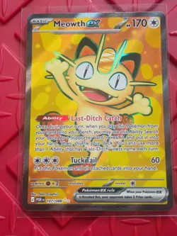 Pokemon Meowth EX Full Art Holo Rare Card 107/088 - Image 1