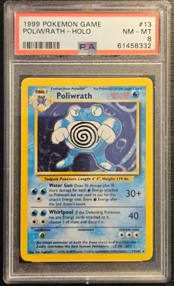 ⭐PSA 8 Poliwrath 13/102 ⭐Base Set Pokemon Card WOTC Vintage Rare Holo 1999 - Image 1