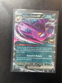 Team Rocket's Crobat ex 122/182 Double Rare Pokemon TCG Destined Rivals NM - Image 1