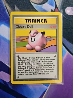 Pokemon TCG Clefairy Doll Trainer Base Set 70/102 Vintage MP/DMG - Image 1