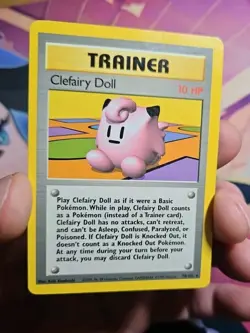 Pokemon TCG Clefairy Doll Trainer Base Set 70/102 Vintage MP/DMG - Image 3