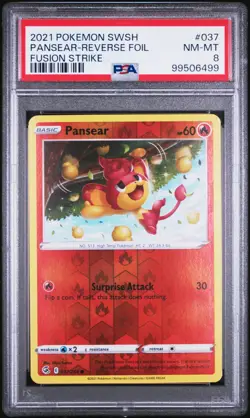 Reverse Holo Pansear 037/264 Common Fusion Strike Pokemon TCG PSA 8 - Image 1