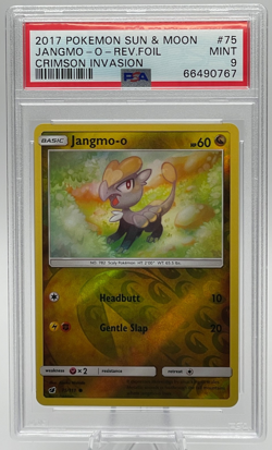 2017 POKEMON SUN & MOON CRIMSON INVASION #75 JANGMO-O REVERSE FOIL PSA 9 MINT - Image 1