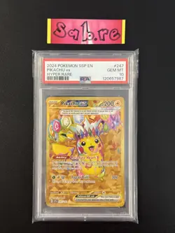 PSA 10 Pikachu ex Gold Secret Rare SV Surging Sparks 247/191 Pokemon Card - Image 1