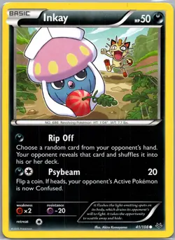 Inkay 41/108 Non Holo XY - Roaring Skies - Pokemon Card - NM - Image 1