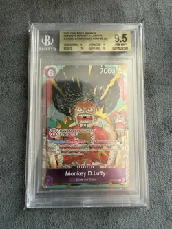 Monkey D Luffy OP07-073 Afro Promo Bandai Card Games Fest BGS 9.5 Gem Mint - Image 1