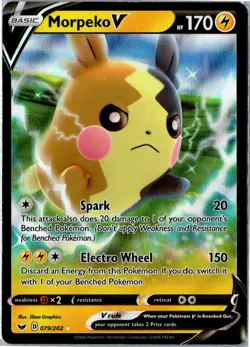 Pokemon Card - Morpeko V Sword & Shield 079/202 V Ultra Rare Holo Near Mint - Image 1