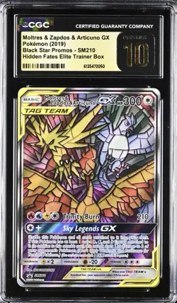 Pokemon TCG Moltres & Zapdos & Articuno GX SM210 SM Promo CGC 10 Pristine - Image 1