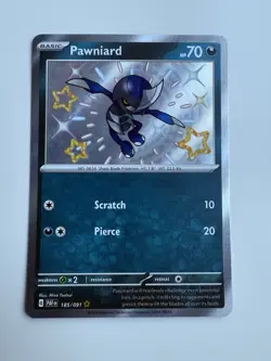 Pawniard 185/091 Pokemon TCG Scarlet & Violet Paldean Fates Baby Shiny Rare NM - Image 1