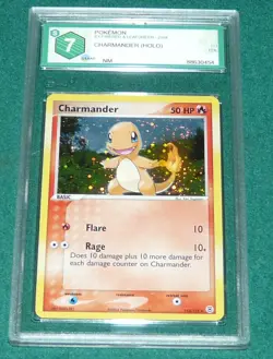 POKEMON - CHARMANDER FIRERED LEAFGREEN SECRET RARE ENGLISH GRAAD 7 NEAR MINT - Image 1