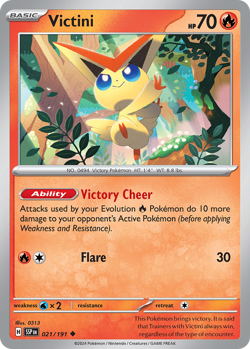 Victini 021/191 Uncommon Surging Sparks Pokemon Reverse Holo Near Mint - Image 1