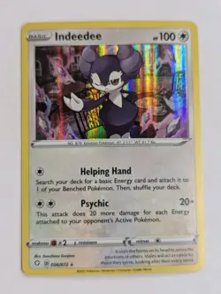 Indeedee 056/072 Shining Fates Holo Pokemon Card NM - Image 1