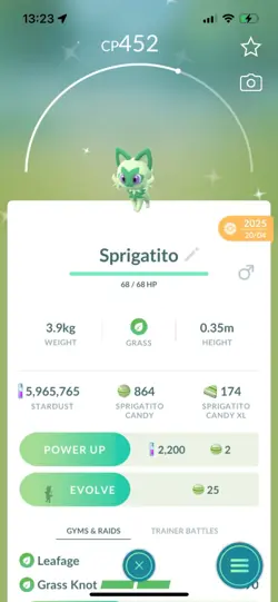 Pokemon Go Shiny Sprigatito - Image 1