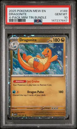 Dragonite Cosmos Holo 2x 🌀 SWIRL Pokemon 151 Sam's Club 4 Mini Tin Promo PSA 10 - Image 1