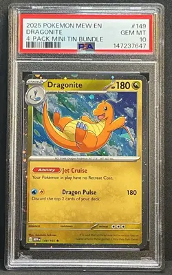 Dragonite Cosmos Holo 2x 🌀 SWIRL Pokemon 151 Sam's Club 4 Mini Tin Promo PSA 10 - Image 2