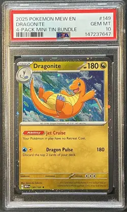 Dragonite Cosmos Holo 2x 🌀 SWIRL Pokemon 151 Sam's Club 4 Mini Tin Promo PSA 10 - Image 3